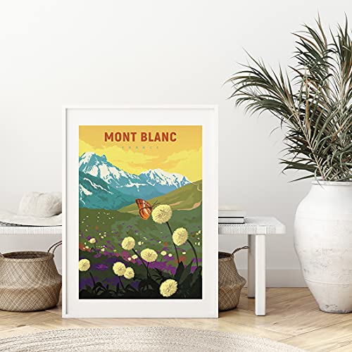 France Mont Blanc Vintage Travel Posters From Around The World Landscape Wall Art Print Decor Painting Gift Home Decoration Stickers (12X18 Inch) #TOP5