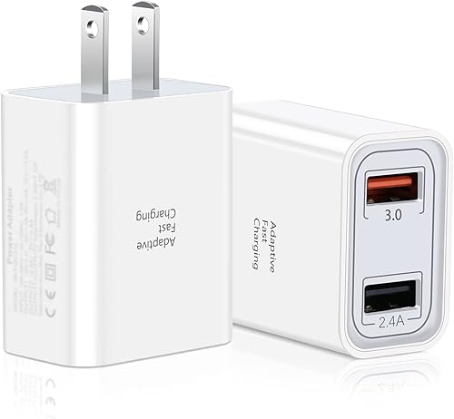 Pofesun - Cargador de pared USB, paquete de 2 unidades de doble puerto USB cubo, adaptador de corriente de carga rápida 3.0, enchufe de carga QC3.0, disponible en Yaxa Peru