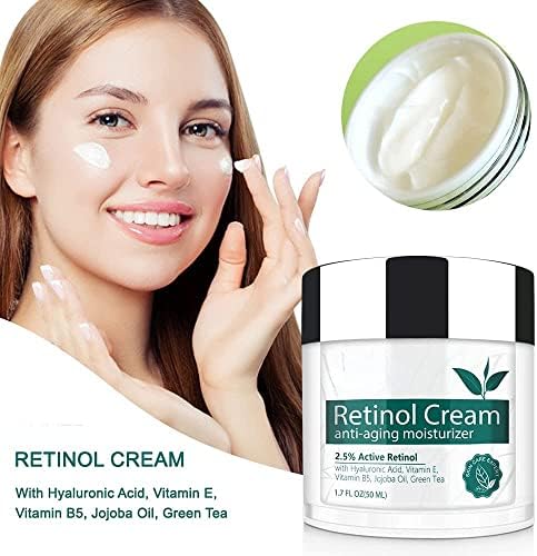 Retinol Cream  Moisturizer for Face 2.5% Retinol with Hyaluronic Acid Vitamin E Vitamin B5 Jojoba Oil Green Tea Shea Butter  Wrinkle Cream for Women and Men