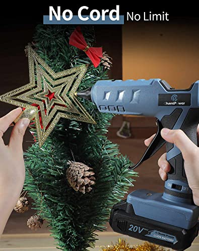 C P Chantpower 20V Cordless Hot Glue Gun Full Size With 12 Pcs Glue Sticks, Wireless Rechargeable Glue Gun With 1.5Ah Li-Ion Battery And Charger For Diy Projects, Arts, Crafts & Home Quick Repairs #TOP1