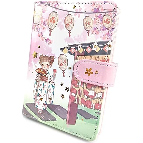 Perfect Care Cute Colorful Journal Notebook, Kawaii Journals Sakura Series with Printed Pages Japanese Sketchbook, Premium Leather Cover Journal Diary Notebook with Magnetic Buckle 224pages (pink1) Cover