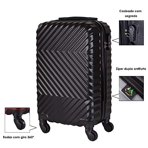 Mala de Bordo em ABS Com 4 Rodas 360 - Denver (Preto)