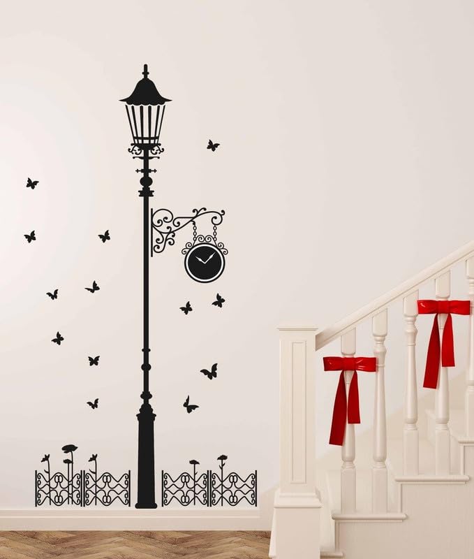 Kgn Designs Black Antique Street Lamp with Butterflies Wall Sticker (PVC Vinyl, 60 cm x 90 cm x 1 cm, Black) (B0D8QMKLSZ) Amazon Price History, Amazon Price Tracker