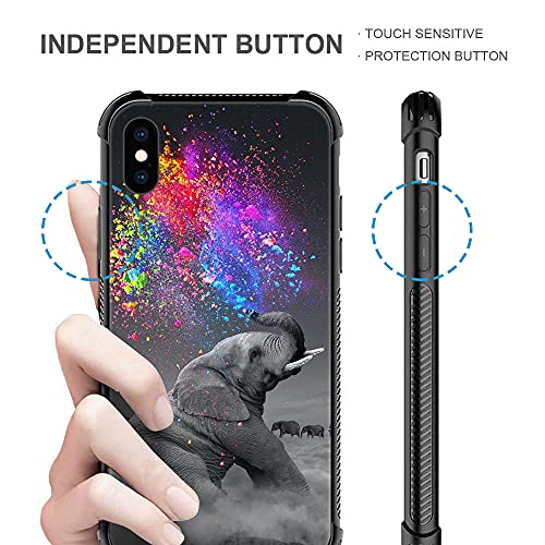 Iphone Xs Case, Hsk Rainbow Elephant Iphone X Cases With 4 Corners Protective Shockproof Soft Tpu Bumper Slim Pattern Design Back Case #TOP1