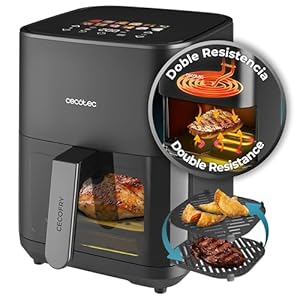 Cecotec Friggitrice ad Aria 4L – Air Fryer Cecofry&Grill Duoheat 4000. 1900W, 3in1: Friggitrice, Grill, Piastra. 10 Menù, Doppia Temp 40-200°C, Cottura uniforme e veloce, Cucina sana e gustosa