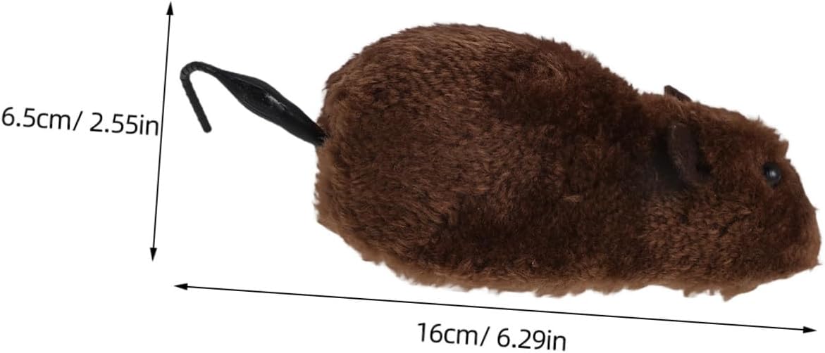 Interactive Wind up Mouse with Realistic Tail for Cats 6pcs Lightweight Plush Mechanical Motion Pet for Indoor Training and Traveling Play