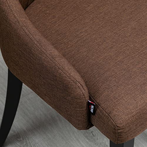 Homcom Modern Dining Chairs Set Of 2, Button Tufted Accent Chairs With Upholstered Seat, Steel Legs For Living Room, Kitchen, Study, Brown #TOP7