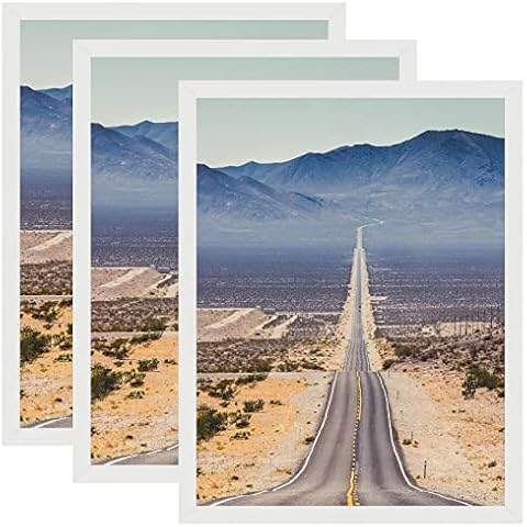 PQSNZ 20x28 Picture Frame, 20 x 28 Poster Frame White Wall Decor Gallery Frames Tabletop Display Wall-mounted 20 by 28 Wood Picture Frames, 3 Pack Cover