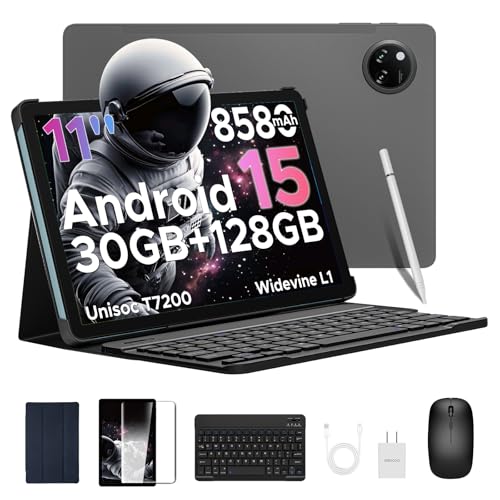 DOOGEE Tab A9 Pro+(2025) 11 inch Tablet with Keyboard,Android 15 Tablet with 90Hz Display,30GB+128GB/TF 2TB Octa-Core Gaming Tablets,8580mAh,1080P,BT 5.0+5G WiFi Tablets,13MP+5MP,Face ID/OTG