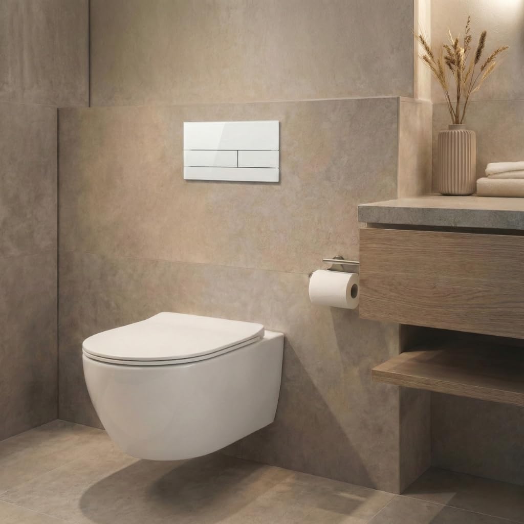 WC Betätigungsplatte Weiß Unterputz Dual Flush | Drückerplatte, Wandmontage, Modernes Design, Wasser sparen
