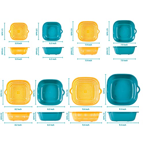 8 Pack Colander Set Drain Colander Set Vegetable Washing Baskets Colanders And Strainers Fruit Baskets Double Layered Stackable Kitchen Portable Food Strainer For Kitchen Mesh Strainers With Handles #TOP3