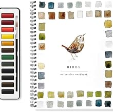Beginner Watercolor Painting Kit – Animals Watercolor Workbook with 12 Colors Paint Set & Brush, Easy-to-Follow Art Guide for Beginners, Perfect for Kids & Adults (Bird)