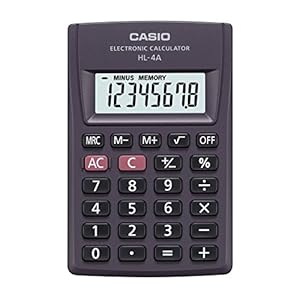 Casio HL-4A Taschenrechner Anthrazit Display (Stellen): 8 batteriebetrieben (B x H x T) 56 x 9 x 87m, 1 Stück