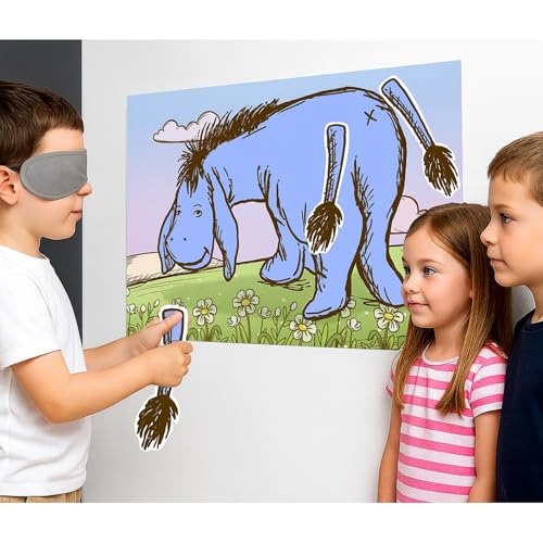 ONDORY Winnie Pin The Tail On Eeyore Donkey Fun Party Game for Pooh Baby Shower Birthday Decorations, Pin The Tail On Donkey Poster with 20 Tail Stickers and Blind Fold. by ONDORY - Used condition - Image 2