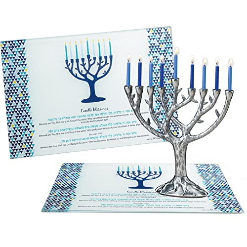 Rite Lite Hanukkah Tempered Glass Drip Tray Tree Of Life Design For Menorah - Chanukah Tray Centerpiece Jewish Holiday Party Favor Decorations Gifts Judaica Decor Festival Of Lights #TOP9