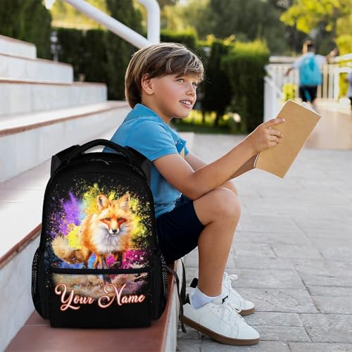 Personalized Backpack for School - Fox Backpacks for Girls Boys - 17 Inches Large Capacity Custom Animals Bookbag for Kindergarten Preschool Elementary4