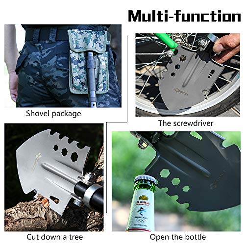 ANTARCTICA 15'' Military Portable Folding Shovel Multitool Compact Backpacking Tactical for Hunting, Camping (Silver)
