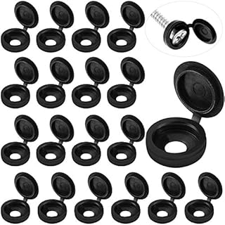 100 Pieces Hinged Screw Cover Caps Plastic Screw Caps Fold Screw Snap Covers Washer Flip Tops (Black,S)
