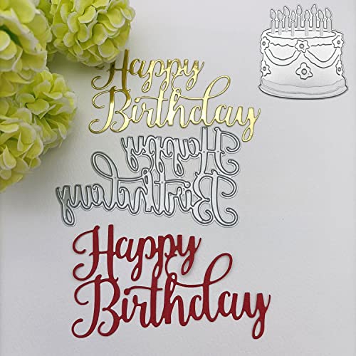 2 Set Die Cuts For Card Making, Accfore Happy Birthday Cutting Dies Card Making Supplies Diy Die Cutters Card Making Die Stencils For Scrapbooking #TOP3