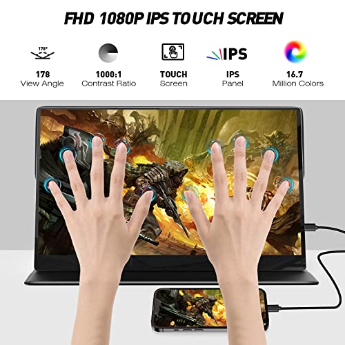 Ayy Portable Laptop Monitor Touchscreen 15.6" Ips Fhd 1080P Gaming Monitor Hdmi External Display Usb C Travel Second Monitor With Smart Cover & Dual Speaker For Laptop（No Touch On Mac And Iphones） #TOP1
