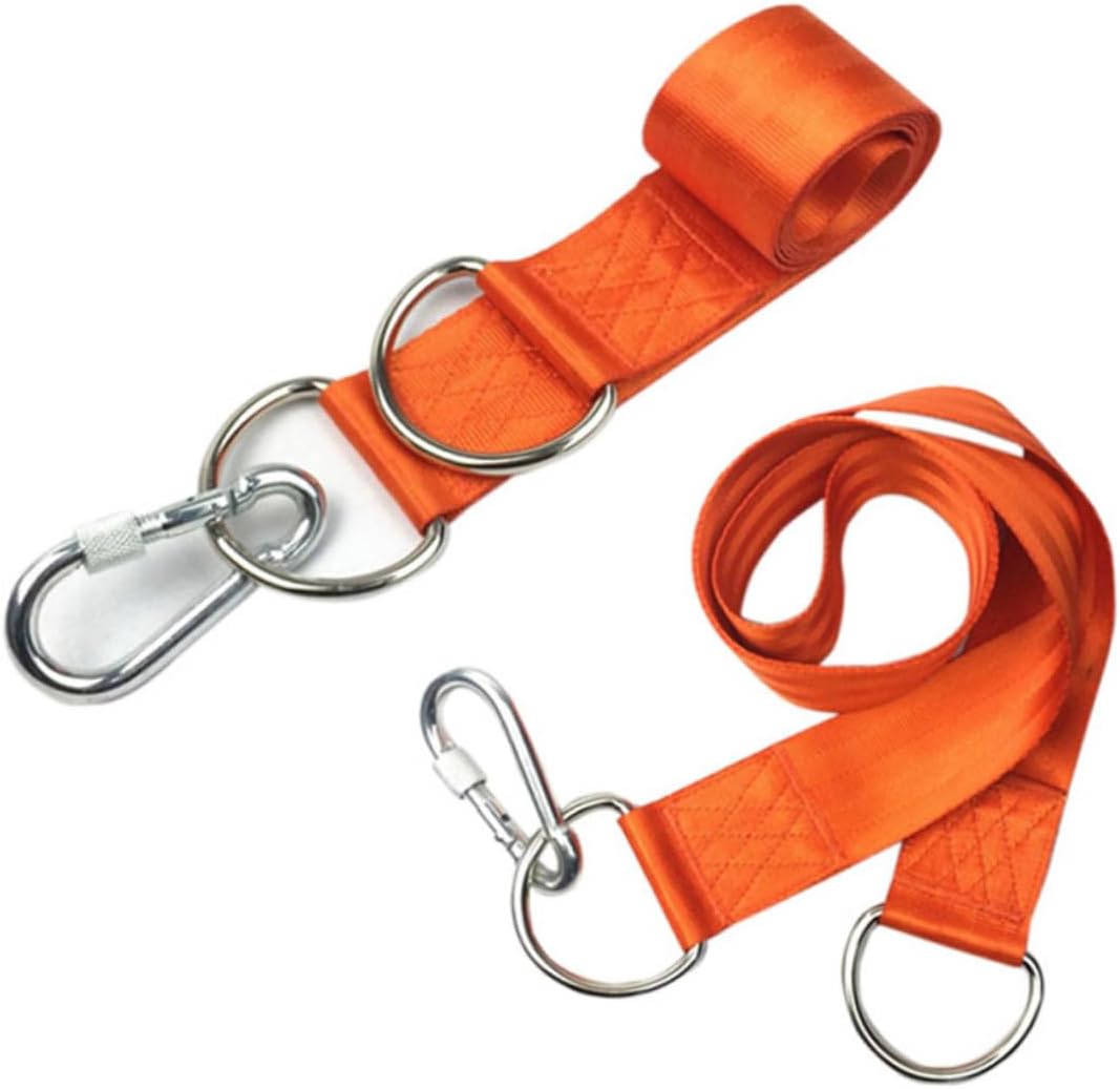 Heavy Duty Hammock Tree Straps Set with Lock Carabiners D Ring | Polyester and Stainless Steel, Scratch Resistant, Easy to Stow, Orange with Storage Bag for Camping