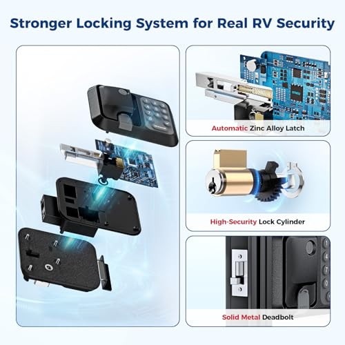 Image of ONNAIS RV Door Lock Replacement - Full Metal Keyless Entry, 10-Digit Keypad, Dual-Door Remote, Backup Key, RV Essential, Ideal Gift for RV Owners