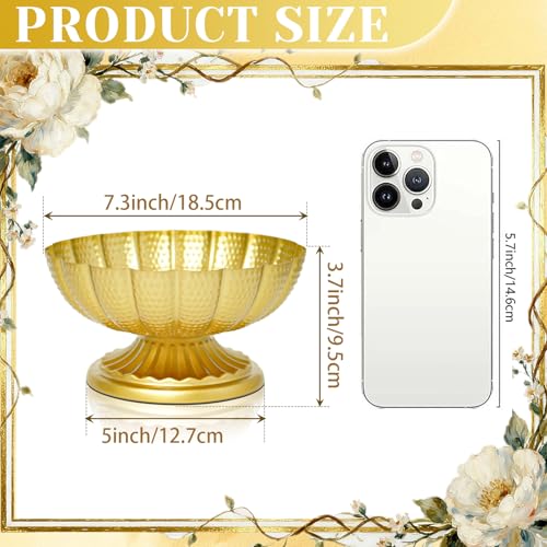 Kolnlala Gold Metal Urn Vases Set - 3.7 Inch Small Pedestal Flower Pot for Wedding Centerpieces, Table Decor, Floral Arrangements, Anniversary Party, Home Decoration (10, Gold-3.7\"×7.3\") - Thumbnail 3