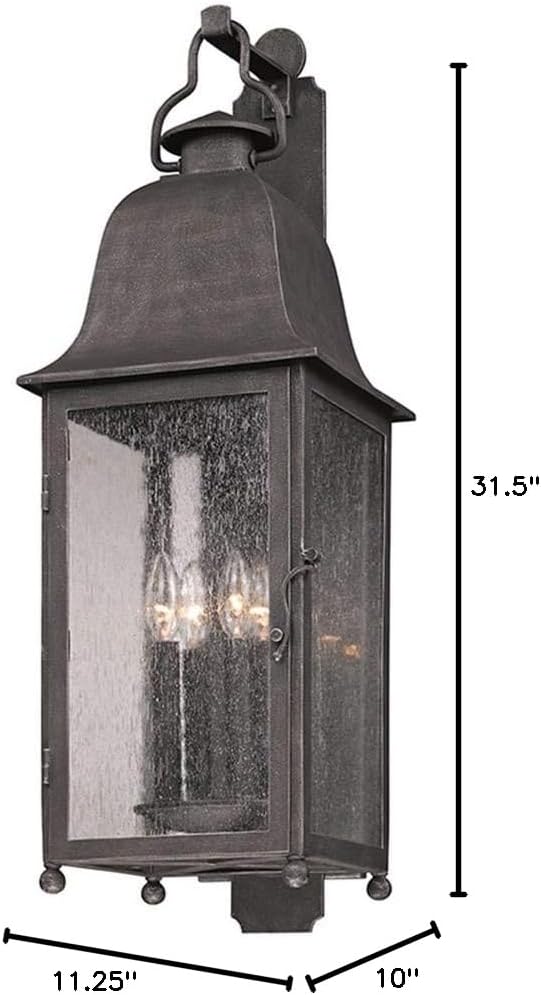 Troy Lighting Larchmont 4-Light Outdoor Wall Lantern - Aged Pewter Finish with Clear Seeded Glass