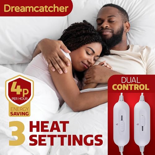 Dreamcatcher Superking Electric Blanket 200 X 182Cm, Soft Fleece Polyester Electric Blanket Fitted Underblanket Mattress Cover, 3X Heat Settings, 2X Controllers And Machine Washable Heated Blanket - 3