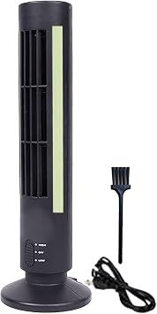 Compact Tower Fan for Bedroom - ABS Bladeless Cooling with Dual Wind Modes, USB-Powered & Space-Saving Home/Dorm Use black