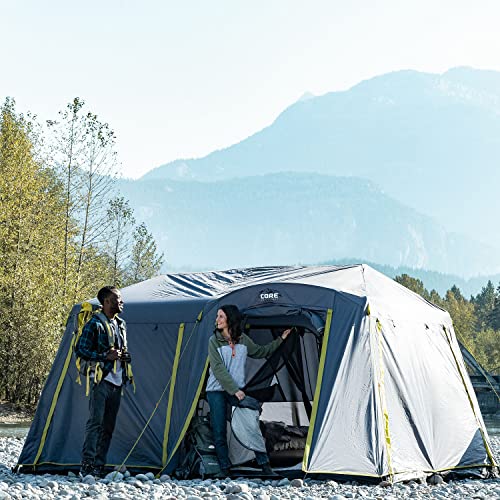 CORE 9 Person Instant Cabin Tent | Large Portable Multi Room Family Pop Up Camp Tent with Full Rainfly for Weather Protection and Storage | Included Storage Pockets for Camping Accessories - Thumbnail 6