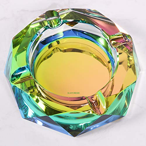 Kaforise Crystal Outdoors Indoors Cigarette Ashtray Ash Holder Case, Colorful Pattern Home Office Tabletop Beautiful Decoration Craft (Bling Bling 02) #TOP4