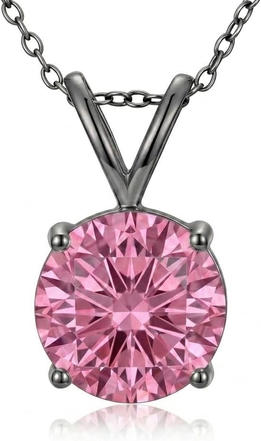 10K 14K 18K Gold Natural Pink Tourmaline Solitaire Necklaces, Customizable 1-5 Carat, Pink Gemstone Solitaire Pendant Necklace Jewelry Gifts for Women Wife Mother