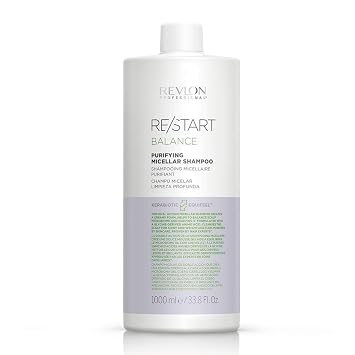 REVLON PROFESSIONAL RE/START Balance Purifying Micellar Shampoo, 1000 ml, Micellar Shampoo for Hair & Scalp, Hair Shampoo for Carefree, Shiny Hair, Creamy Foam Against Oily Scalp