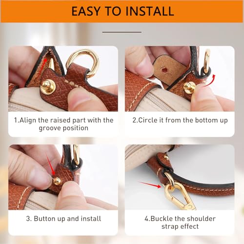 Image of 2Sets Purse Strap and Organizer Compaitible with Longchamp Lepliage Mini Bags, Felt Lightweight Small Bag Organizer Insert, Anti-Slip Adjustable Punch-Free Purse Straps Replacement Crossbody