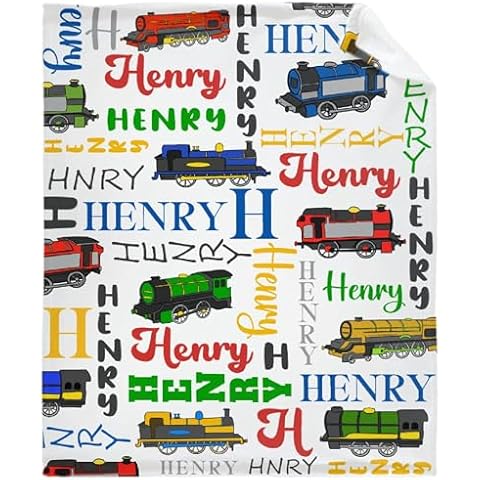 JOCASA Personalized Train Blanket Custom Gifts Flannel Lightweight Soft Cozy Blankets Trows Bedding Kids Adult Couch Sofa Bedroom Camping Travel Girls Boys 40"x50" for Kid Cover