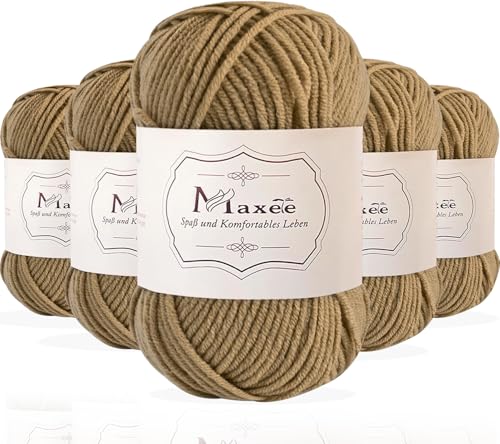 Maxee 250g(50gx5) Handstrickgarn Multicolor, Acryl Garn zum Stricken, Weicher Wolle zum Häkeln und Kunsthandwerk, Hand Knitting Garn zum Häkeln, Schals für Strickanfänger, Erfahrene Stricker