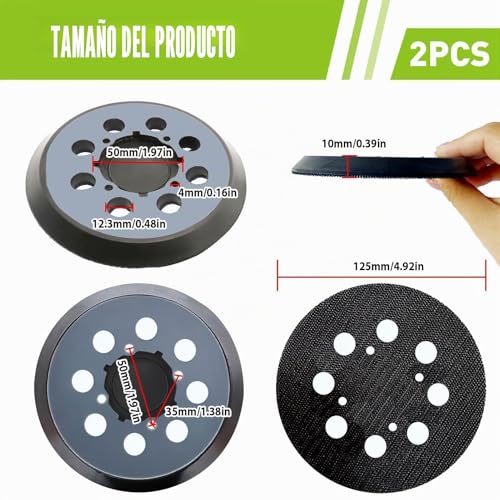 Miniatura 2 de 2 Piezas 125mm Plato De Lija Para Dewalt Con Hook Y Loop, Almohadilla De Lijado Con 8 Agujeros Para Dewalt Dwe6421 6421k, Dwe6423 6423k, Dcw210b, Dwe64233 N329079, Repuesto Para Lijadora Orbital