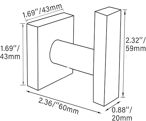 Miniatura 6 de 2 ganchos para toallas de baño, accesorios de baño para montaje en pared, gancho de capa individual y bata de acero inoxidable SUS304, cuadrado
