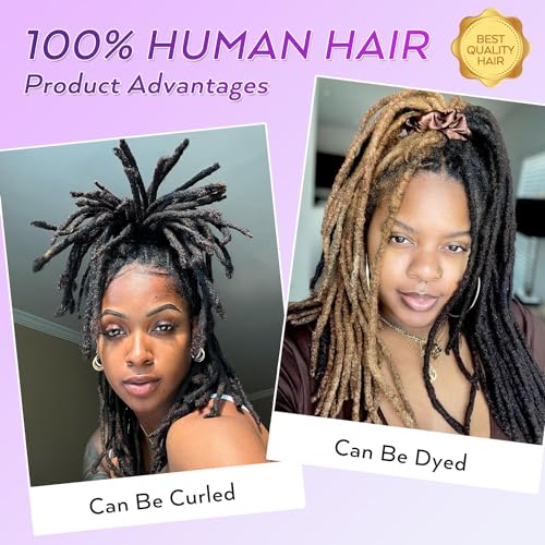 14Inch Dreadlock Extensions Loc Extensions Human Hair 0.6CM 100% Real Human Hair Full Head Handmade Permanent Dreadlocks Extension for Men/Women(14 Inch 10Strands,1B) — view 5