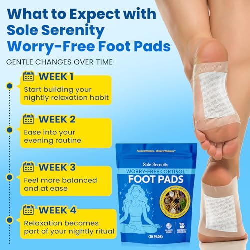 Sole Serenity Worry-Free Overnight Foot Pads for Relaxation with Zeolite, Ashwagandha, Magnesium, & Holy Basil - 20 Pack