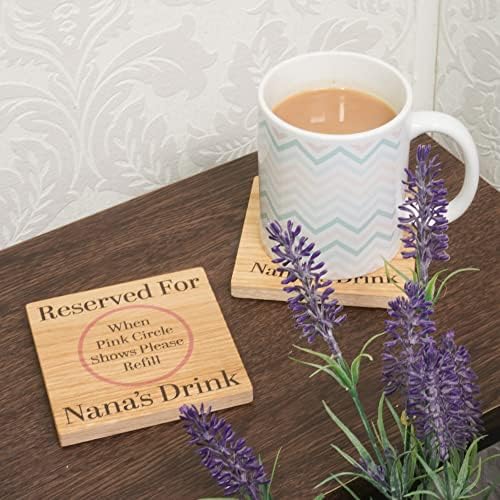 Reserved For Nanas Drink Solid Oak Drink Coaster from Grandchildren. Birthday item. Wood Mat for Drinks. Token for Nanny to be.