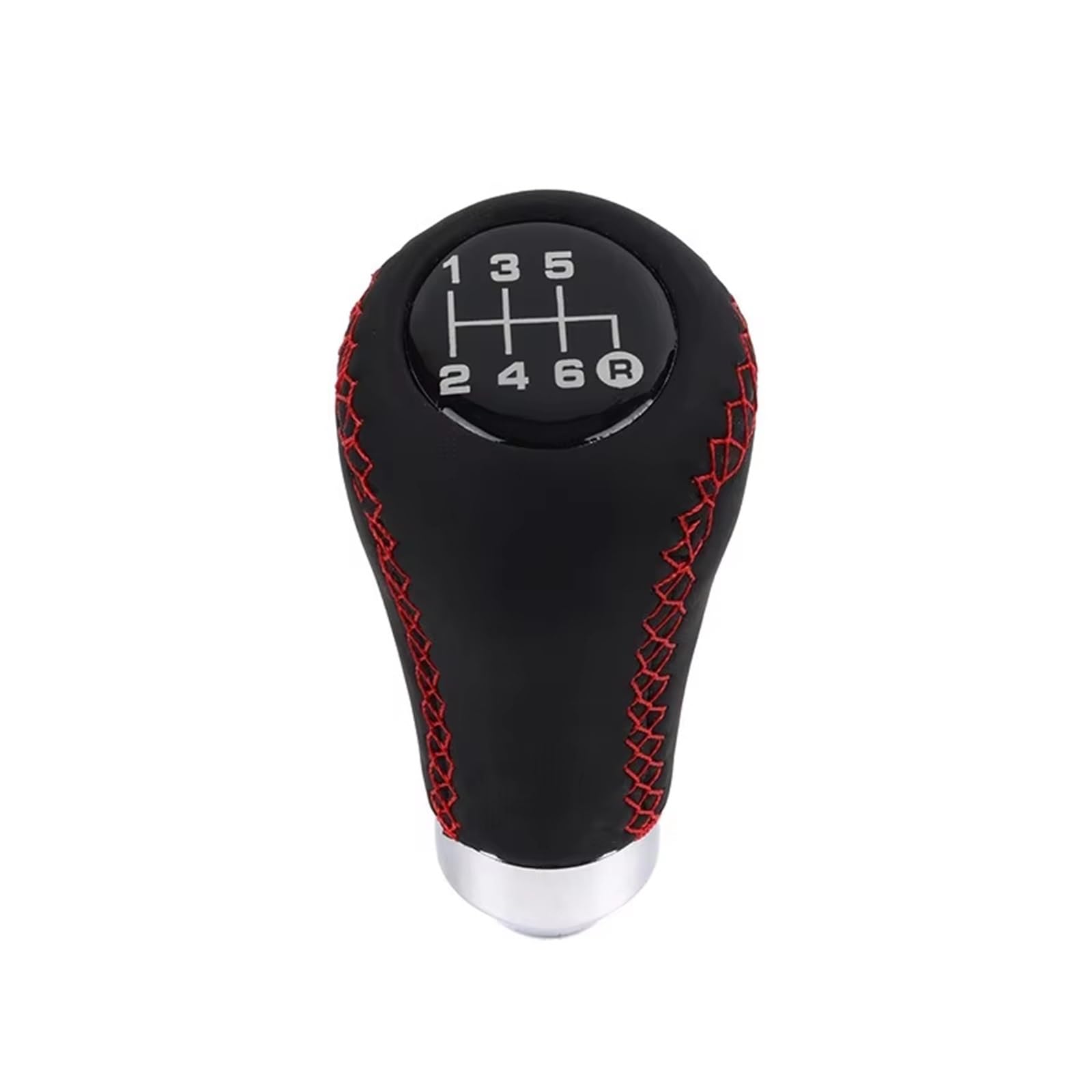 Sczmbltlnv Red 6 Speed Car Gear Stick Knob 5/6 Speed Leather Red Stitch Gear Shift Knob Universal Car Stick Lever Manual Transmission