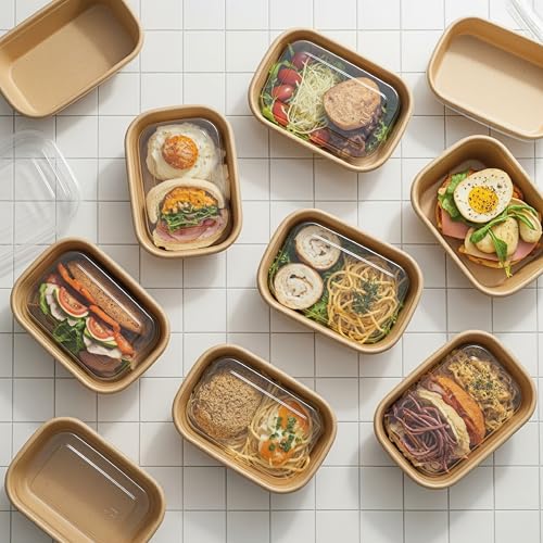 Image of Disposable Containers For Food with Lids | Rectangular Meal Prep Containers & Take Out Box | Microwave & Fridge Safe Food Storage Containers, Food Packing Box For Kitchen - 750ml, 100 Pack