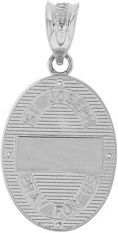 Fine 925 Sterling Silver Saint Joseph Medallion CZ Oval Charm Pendant (1")