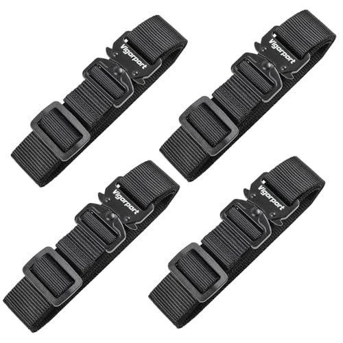 Vigorport Utility Straps Quick Release Nylon Backpack Accessory Bag Strap,Adjustable for Hiking,Travel,Outdoor Sports-4 Pack (Black-Metal Buckle, 1\" W-48 L)