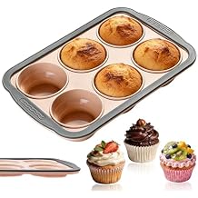 Silicone Muffin Pan for Baking with Metal Reinforced Frame,6 Cups Muffin Pans Nonstick Silicone Cupcake Pan for Egg Bite,Cupcakes, Breads,Muffin