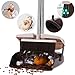 YaYbYc Broom and Dustpan Set with Lid Super Long Handle Lobby Broom with Dust Pan Teeth for Self-Cleaning Home Kitchen Office Garage Barber Shop Indoor Outdoor Use Upright Dustpan Broom Set (Brown)