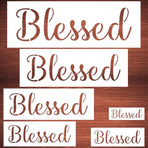 Large Blessed Stencils for Painting - 6 Pack Blessed Stencil Templates for Painting on Wood, Reusable Letter Stencils for Chalkboard Wood Crafts Signs & Home Front Door Mat Decorations
