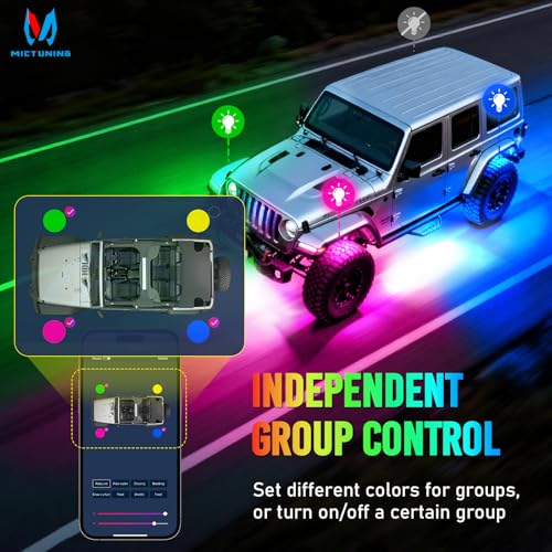 MICTUNING Q2 MAX RGB+IC Rock Lights - 4 Pods Light (Not inlcude Controller) by MICTUNING - Used condition - Image 7